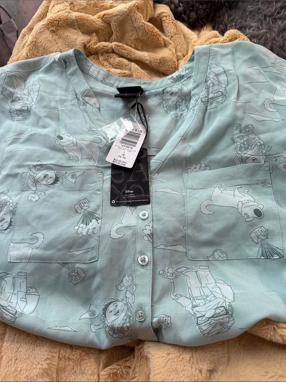 torrid Mint Green Disney Character Print Button-Up Top